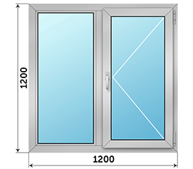Двухстворчатое окно ALUTECH 1200x1200