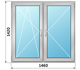 Двухстворчатое окно Provedal 1460x1420