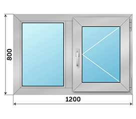Двухстворчатое окно ALUTECH 1200x800