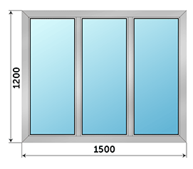 Трехстворчатое окно ALUTECH 1500x1200