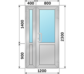 Полуторная дверь со стеклом Provedal 1200x2300